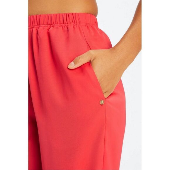 Fabletics EcoSatin Crop Pant - Strawberry Red/Black - Picture 5 of 16